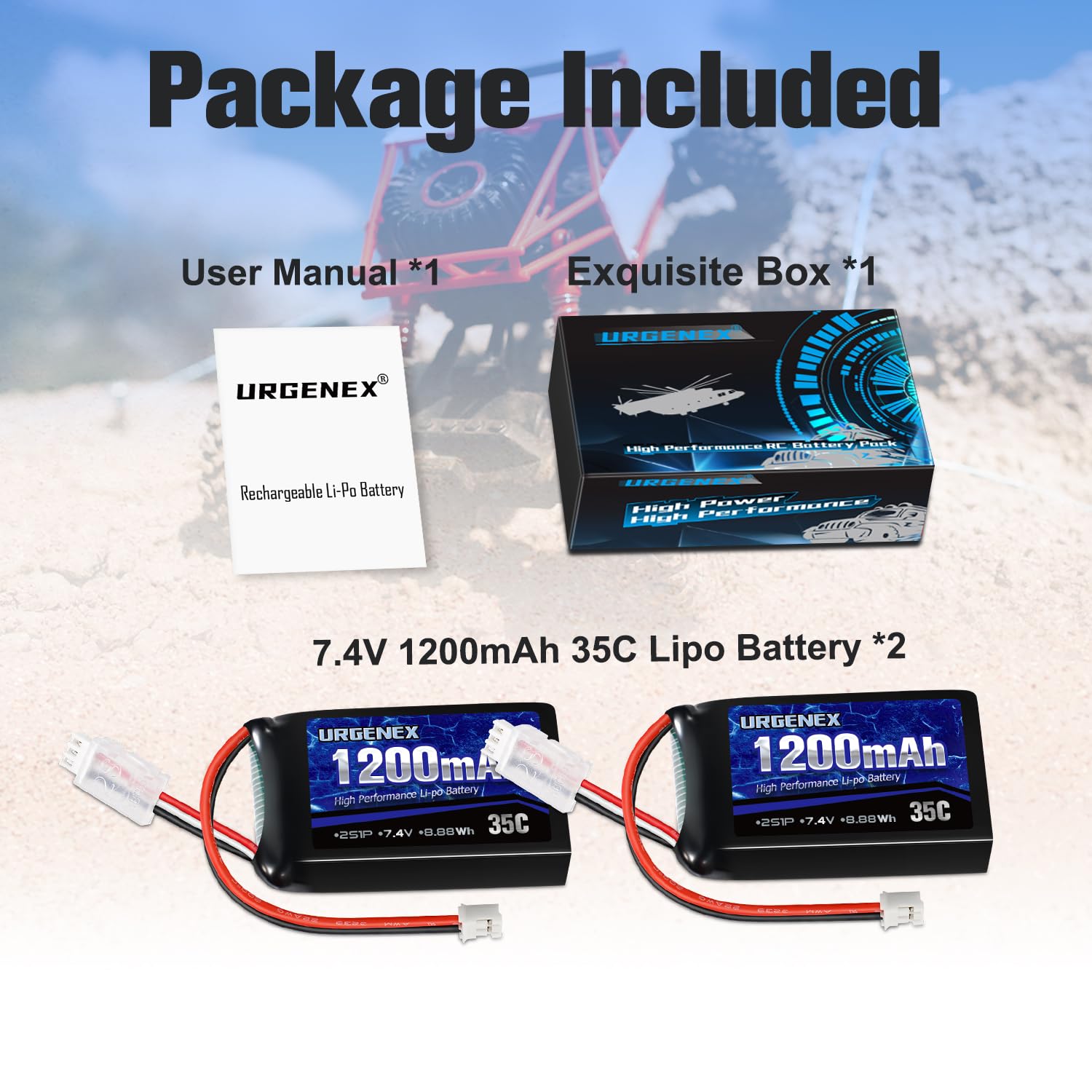 Amazon.com: URGENEX SCX24 Battery 7.4V Lipos 2S 35C(Burst 70C